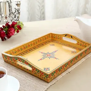 Hand Painted Serving Large Tray Golden