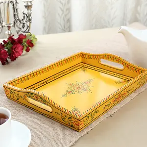 Hand Painted Serving Large Tray Yellow