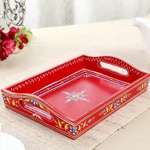 Hand Painted Tray Red