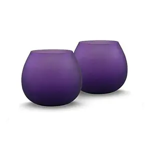 Violet Frost Pot Votive Candle Holder for day Diwali Decoration Scented - Fragrance Candles with Glass Decorative TeaLight Candle Stand kit For Home Room Bedroom Bathroom and Mandir Decor | Pack of 2