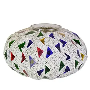 Persian Mosaic Melon Votive Small Glass Candle Holder Stand with Free Candle