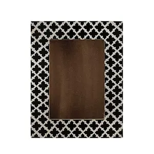 Moroccan Cross-Style Wood & Resin Photo Frame Handmade Wall Hanging Picture Frame (Fits 4" X 6" Photo)