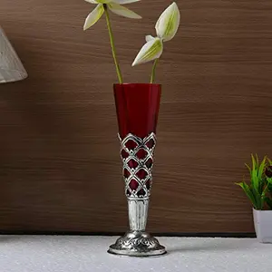 Cardinal Flower Vase Small with Hand Carving Red Long for Home Decoration Living Room Flower Not Included
