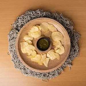 Wood Chip-N-Dip Serving Tray with Ceramic Dip Bowl Small