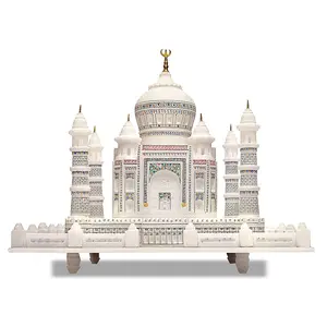 12" Handmade Marble Taj Mahal - Made of Pure White Indian Marble