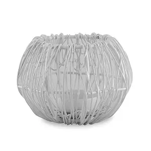 Wire Tangle Small Votive White Metal Candle Holder Stand with Free Candle