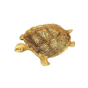Tortoise Big Antique Gold Plated in Metal