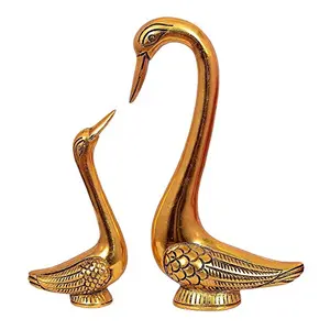 Love Birds swan Set Gold Pair of Kissing Duck Showpiece.