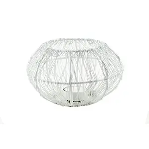 Wire Tangle Large Votive White Metal Candle Holder Stand with Free Candle