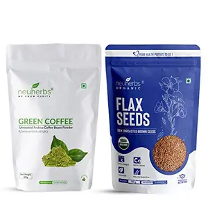 Green coffee bean powder-200g and Flax seeds-400g Combo pack for weight management Good for digestion and Omega - 3 power