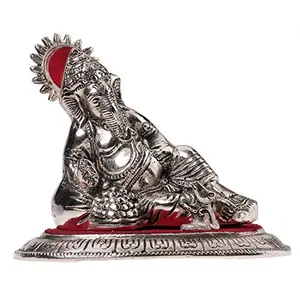 Metal Silver Plated Masand Ganesh Showpiece Idol for Home Decor and Gift Purpose