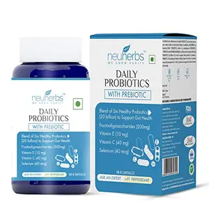 Daily Probiotics with Prebiotic 20 Billion CFU with added Vitamin C E & Selenium | For Immunity & Gut Health - 60 caps (Immunity Booster)