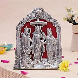 White Metal Ram Darbar Ram Laxman Sita Staue Spiritual Idols