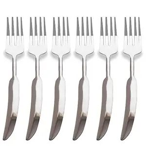 Premium Stainless Steel 6 Pieces Dinner Fork French Half-Wing Cutlery Set Handmade