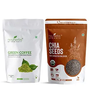 Green coffee bean powder and Chia Seeds Combo For Weight loss management good digestion and body detoxification- 200 Gram Each