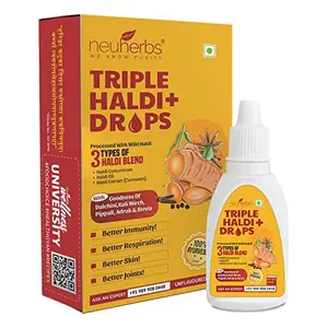 Triple Haldi Plus Drops- turmeric extract for Stronger Immunity Added with Dalchini Kali Mirch Pippali Adrak & Stevia for extra care : 30 ml
