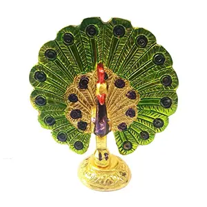 White Metal Gold Plated Dancing Peacock for Home Decor