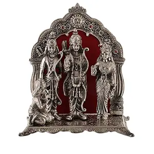 Silver Plated Ram Darbar Hanuman Sita Laxman Statue Idol