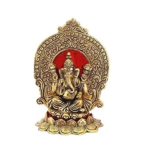 Lord Ganesha Statue Sitting on Lotus Flower and Giving Blessing Idols for Home Decor