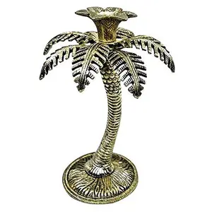 White Metal Palm Tree Candle Stand Silver Plated for Home Decor Exclusive Gifts of Corporate GiftDiwaliuse Warming Gift
