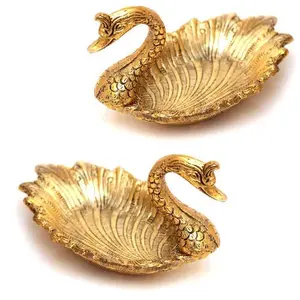 Metal Tray Bowl Duck Shape Design Gold Plated Oxidized for Table and Home Decorative Exclusive Gift for Diwali Corporate Gift and Wedding Return Gifts