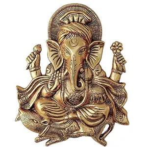 Metal Ganesh Idol Statue Wall Hanging for Home Decor Wall Decor Gift - 11 inches Height
