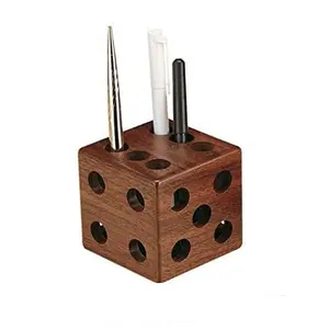 Wooden Paper Weight | Cube dice Pen Holder | dice Cum Pen Stand Cum Paper Weight