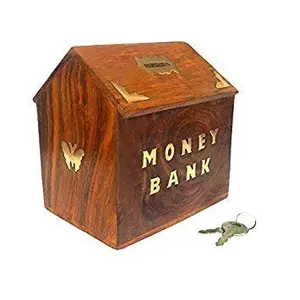 Wooden Money Bank - Coin Saving Box - Piggy Bank - Gifts for Kids Girls Boys & Adults
