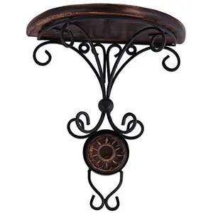 Crafts A to Z Handcrafted Beautiful Wooden & Iron Fancy Wall Hanging Bracket Shelve for Living Room Decoration Wooden Wall Shelf for Home Decor Home Bedroom Office Kitchen Shelves