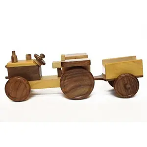 Wooden Toy Tractor with Trolly Home DÃ©cor