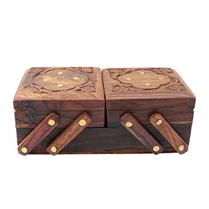 Handmade Wooden Jewellery Box for Women - Wooden Jewellery Storage Box - Jewellery Organizers Box - Storage Boxes for Jewellery - Wood Multipurpose Jewellery Sliding Holder Gifts Item Home Decor 8x4x3 inches
