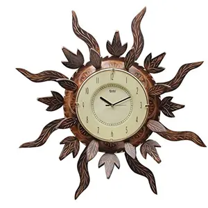 Wooden Antique Sun Shape Wall Clock with Ajatan Dial