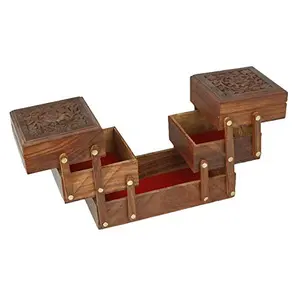 Handicrafts Wooden Jewellery Box for Women | Jewel Organizer Box Hand Carved Carvings (5 in 1) Gift Items