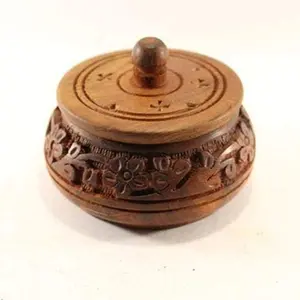 Brown Wooden Hand Carved Vermillion Box