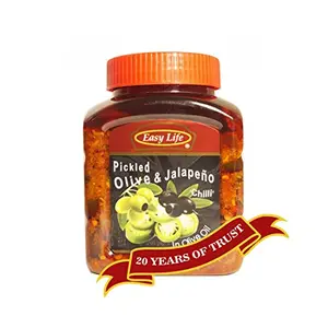 Pickled Olive & Jalapeno 510g in Olive Oil [Mixed Pickles or achar for Combo Flavour of Olives and jalapenos Think Fusion]