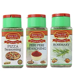 Easy Life Pizza Seasoning 25g + Peri Peri Seasoning 75g + Rosemary 30g (Pack of 3)