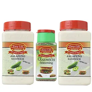Combo of Jalapeno Chilli Sandwich Spread 315g (Pack of 2) with Sandwich Seasoning 40g