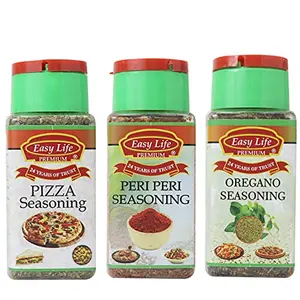 Easy Life Pizza Seasoning 25g + Peri Peri Seasoning 75g + Oregano Seasoning 60g (Combo Pack of 3)