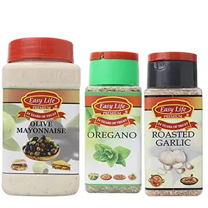 Easy life Olive Mayonnaise 315g + Oregano 25g + Roasted Garlic 85g (Combo of 3)