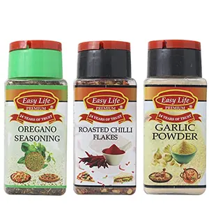 Oregano Seasoning 60g and Roasted Chilli 65g with Garlic Powder 80g (Combo of 3)