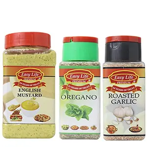 Easy Life English Mustard 325g + Oregano 25g + Roasted Garlic 85g (Combo of 3)
