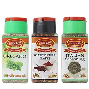 Easy Life Combo of Oregano + Roasted Chili Flakes + Italian Seasoning (Pack of 3)