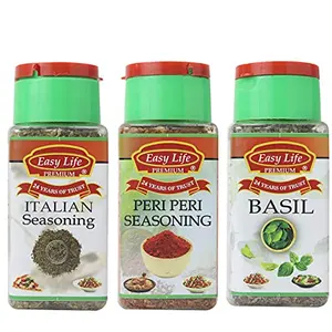Italian Seasoning 25g + Peri Peri Seasoning 75g + Basil 25g (Combo Pack of 3 Herb and Seasonings)