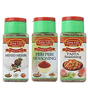 Easy Life Combo of Mixed Herbs + Peri Peri Seasoning + Pasta Seasoning (Pack of 3)