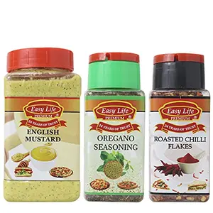 English Mustard 325g Oregano Seasoning 60g Roasted Chilli Flakes 65g (Combo of 3)