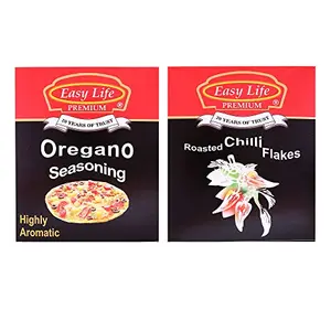 Oregano Seasoning 475g with Roasted Chilli Flakes 475g - Pizza Cafe Chefs Choice (Combo of 2)