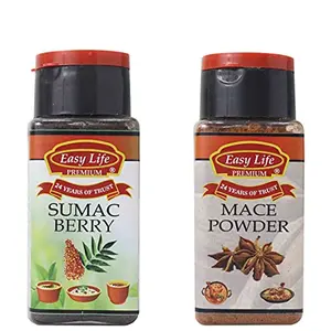 Easy Life Sumac Berry Powder 75g & Mace Javitri Powder 90g (Combo of 2) Ideal Masala and Spice for Biryani Rice Pulao