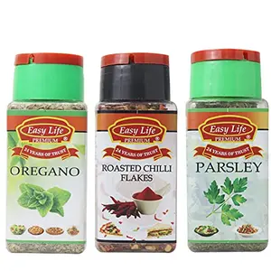 Oregano 25g + Roasted Chili Flakes 65g + Parsley 20g (Pack of Only 3 Spice Herb and Seasonings)