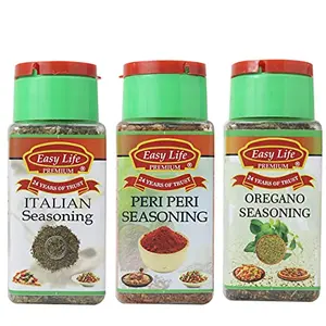 Easy Life Italian Seasoning 25g + Peri Peri Seasoning 75g + Oregano Seasoning 60g (Combo Pack of 3 Herb and Seasonings)