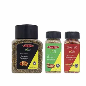 Easy Life Combo of Oregano 22g + Roasted Chili Flakes 50 + Oregano Seasoning 230g (Pack of 3)